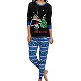 Secret Treasures Womens Black & Blue Sup Gnomie Holiday Pajamas Christmas Gnome Sleep Set