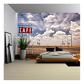 Cafe Sign Along Historic Route 66 in Texas - Removable Wall Mural | Self-Adhesive Large Wallpaper - 66x96 inches