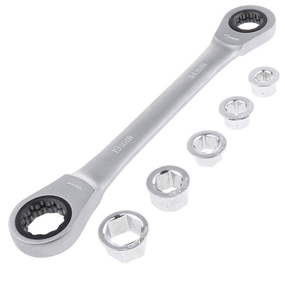 POFET 5 in 1 Reversible Ring Ratchet Spanner Double Twin Ended 8-17mm