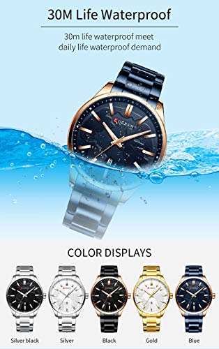 Curren 8366 - Reloj de pulsera para hombre, diseño de fecha, acero y cuarzo, color azul - Imagen 4