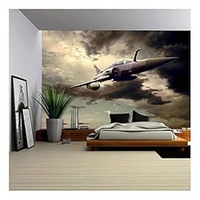 Military Airplan on The Speed - Removable Wall Mural | Self-Adhesive Large Wallpaper - 66x96 inches