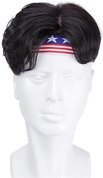 Amazon 男性のハンサムなふわふわナチュラルショートヘア 前髪手織りリアルヘアウィッグ カラー ナチュラルブラック サイズ 18x Facaia スポーツ アウトドア