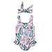 Cenhope Infant Baby Girls One-Piece Swimsuit Toddler Girl Cactus Sleeveless Ruffles Swimwear Beachwear with Headband (Pink, 6-12 Months)