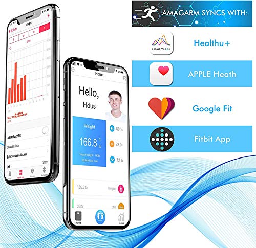 Updated 2020 Version Bluetooth Digital Body Fat Scale, AMAGARM Smart Wireless BMI Weight Scales, Bathroom Tracks Body Composition Analyzer Scale with Smartphone App for Water, BMI, BMR, Muscle Mass - Thumbnail 2