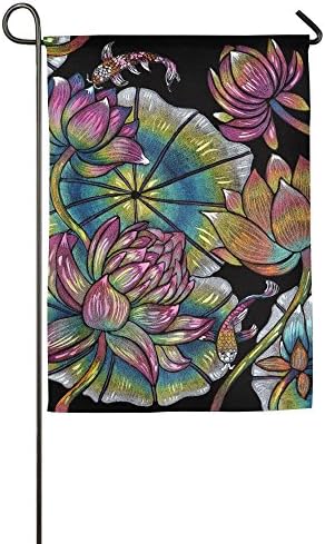 Louts Flower All-Weather Polyester Personalized Decorative Porch Garden Flags