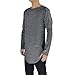 Moomphya Mens Extend Long Tail Hipster Hip Hop Streetwear T Shirts Curve Hem Long Sleeve Longline T-Shirt,Black1,Large
