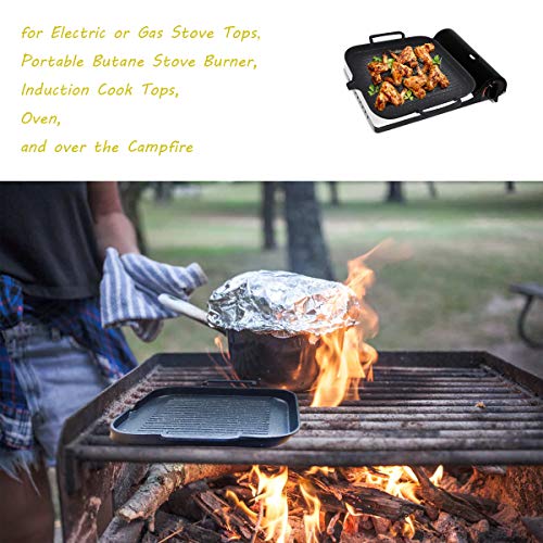12 Inch Cast Aluminum Grill Pan, Griddle Pan for Electric or Gas Stove tops, Induction Compatible - Thumbnail 5