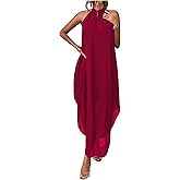 Verdusa Women's Formal Wedding Guest Dress Halter Flowy Chiffon Asymmetrical Long Summer Dress