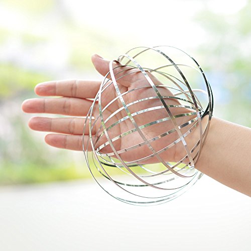 FM Fidget Magic Ring, Kinetic Spiral Flow Spring Ring Toys with 3D Novelty Shape, Stress Relief and Decompression, Interactive Multi-Sensory New Toys for Adults and Kids(Silver) - Thumbnail 3