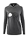Pinkydot Women's Nursing Hoodie Long Sleeves Casual Top Breastfeeding Clothes Grey M