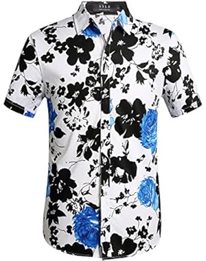 Men's Short Sleeve Tropical Button Down Hawaiian Shirt