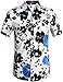 SSLR Men's Button Down Short Sleeve Hawaiian Style Tropical Shirt (Medium, White Blue)