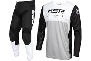 MSR Axxis Range Dirt Bike, Motocross Jersey and Pant Combo Black/Grey/White Medium Jersey, 34" Pant