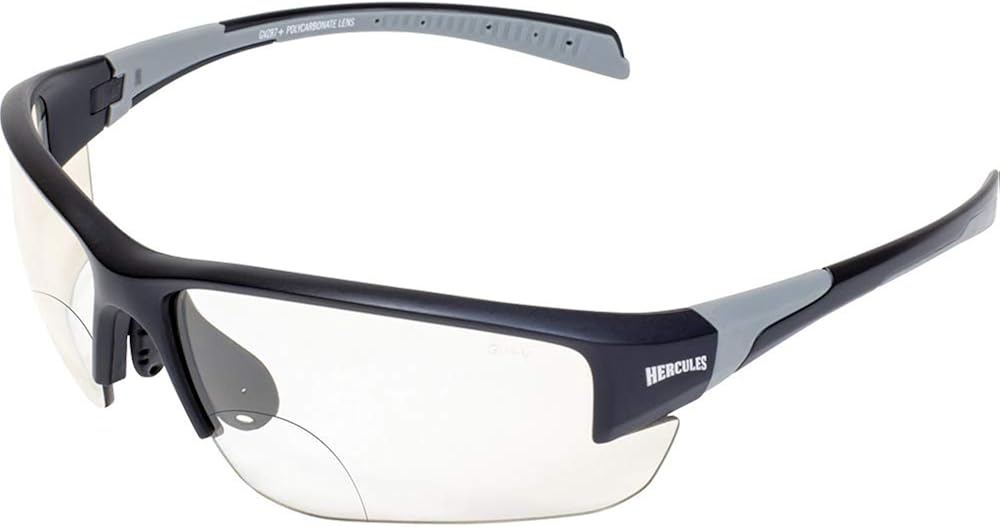 Hercules 7 24-Hour Photochromic Bifocal +2.0 Lens Safety Glasses Clear to Smoke Z87.1