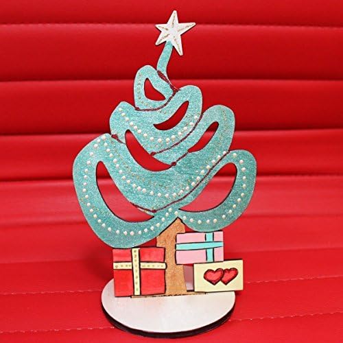 Handmade Mini Tabletop Christmas Tree. Hand-Painted Green Art-Deco Style. Miniature Christmas Tree, Unique Handmade Centerpiece.
