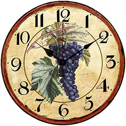 Moonluna Old Fashioned Purple Grape Wall Clocks Large Decorative for Living Room Kitchen Bedroom Home Office