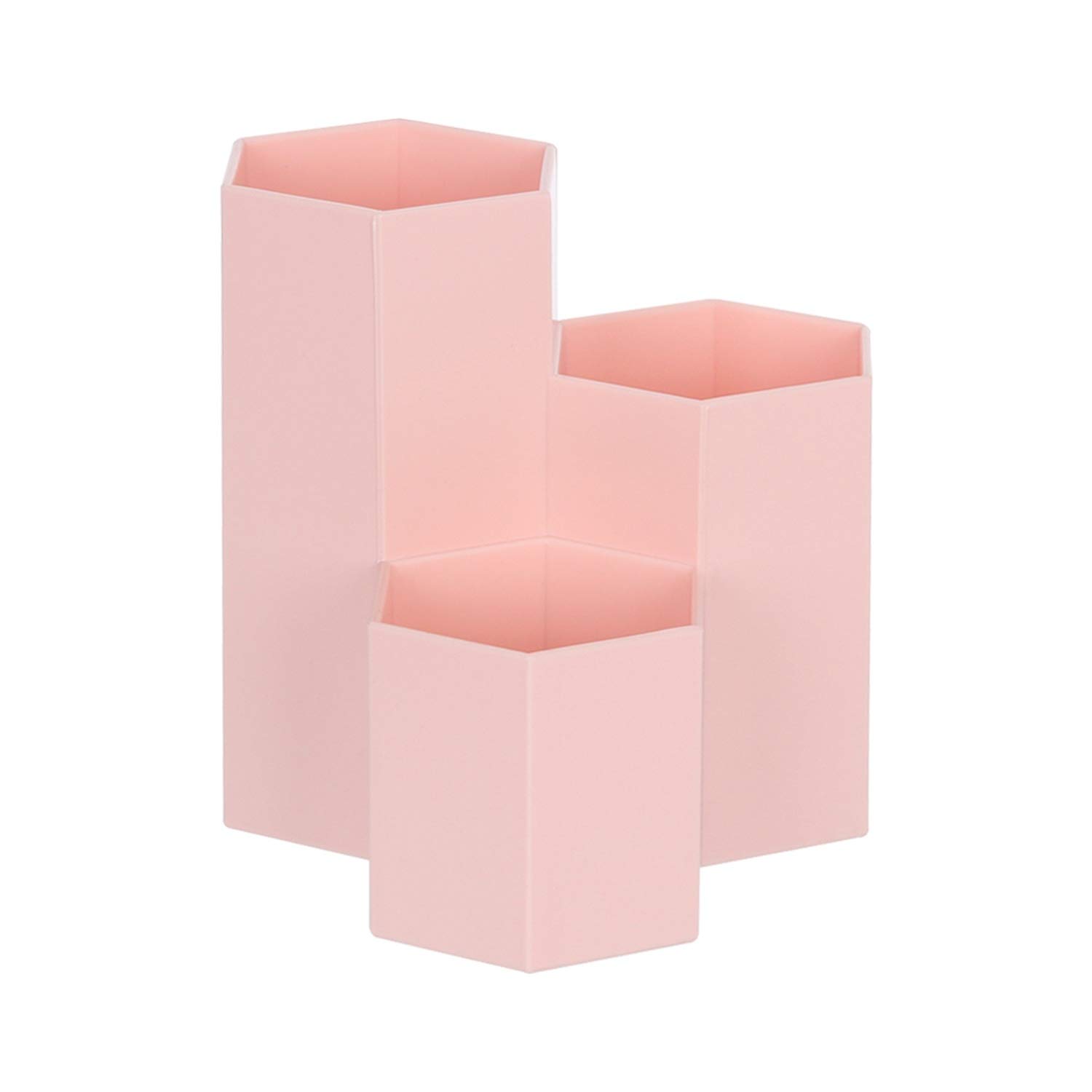 4 Types Colorful Home Office Hexagonal Pen Pencil Holder Pen Storage Cosmetic Makeup Storage Box Desk Drawer Organizer,Pink