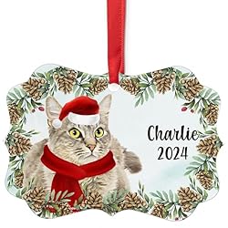 Silver Tabby LaPerm Cat Christmas Ornament 2024