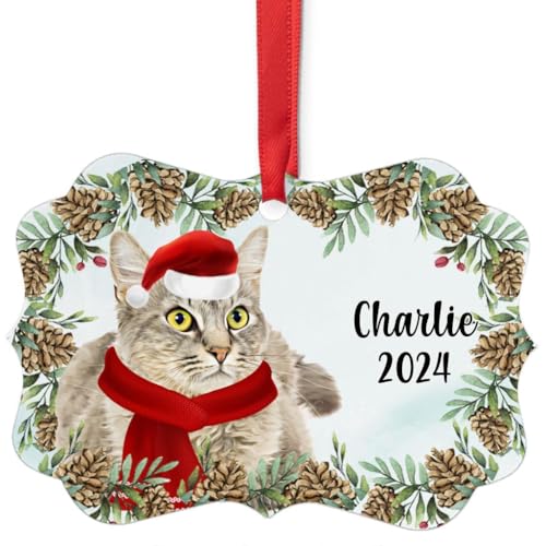 Silver Tabby LaPerm Cat Christmas Ornament 2024