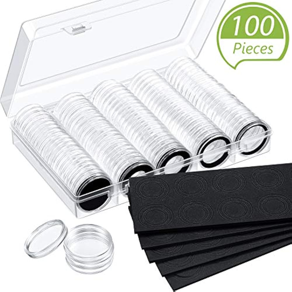 Download 100 Pieces 30 Mm Coin Capsules And 5 Sizes (17/20/ 25/27/ Mm) Protect Gasket Box | eBay