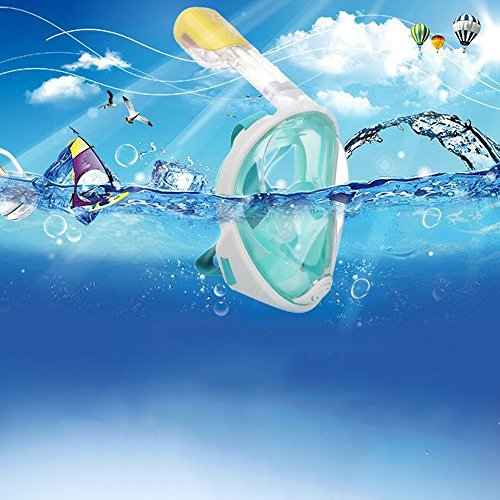 Sammid 180° View Panoramic Full Face Snorkel Mask [Crystal Clear for Best Vision],with Anti-Fog Anti-Leak Snorkeling Clear View Diving Mask for Adults & Kids(L/XL, Green) - Thumbnail 4