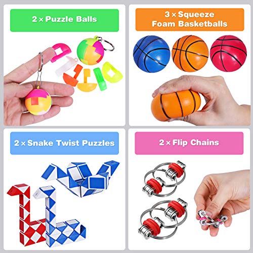 Max Fun 36 Pack Sensory Fidget Toys Set Bundle Stress Relief Anti-Anxiety Tools Toys for Kids Adult Children Figetget Toys Set Autistic ADHD Fidgets Box, Squeeze Ball Bean Marble Mesh Wacky Track