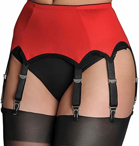 Nancies Womens Plain Panel 8 Garter Belt (XL, Red)