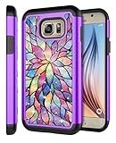 Galaxy S7 Active Case, S7 ACTIVE Case, Style4U Studded Rhinestone Crystal Bling Hybrid Armor Case Cover for Samsung Galaxy S7 Active [Not For Galaxy S7] with 1 Style4U Stylus [Flower Purple / Black]