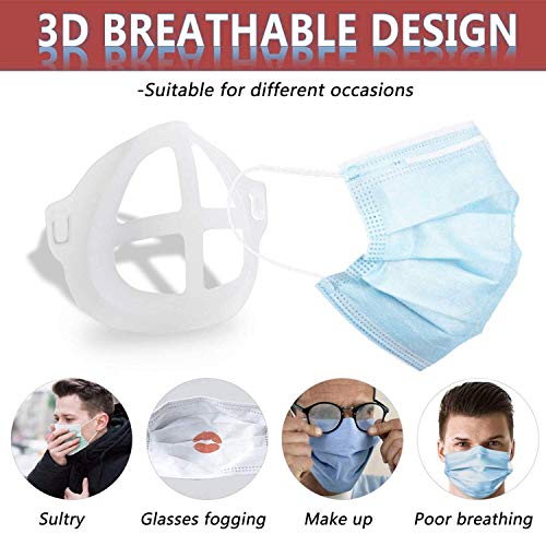 MINGYUAN Face Mask Inner Support Frame Bracket Masc Stands More Space for L-ipstick Protection Comfortable Mouth Nose Breathing Washable Reusable(3, White)