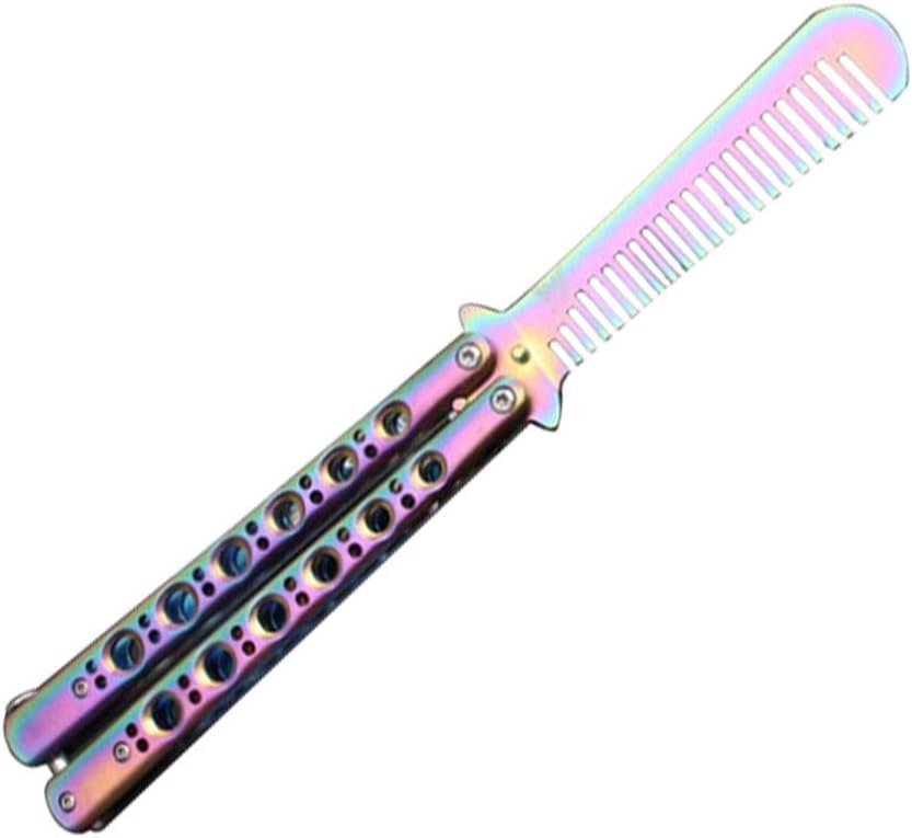 CDJX Butterfly Knife Practice with Storage Bag,Stainless Steel Balisong Trainer Unsharpened Blade with Spring Latch for Adult Men Women,Smooth Action Butterfly Knife (D)