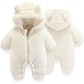 UVIPC Baby Newborn Bear Outfit Fleece Snowsuit Winter Clothes Hooded Jumpsuit Romper for Baby boy girl