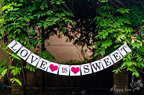 CTY Wedding Love is Sweet Photo Booth with Ribbon for Bachelorette Party and Bridal Shower Banner