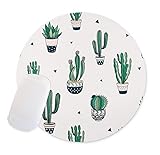 Hand Drawn Decorative Seamless Pattern With Cacti And Succulents Round Mouse Pad Desktop Working Mouse Pad Gaming Computer PC Mouse Mat