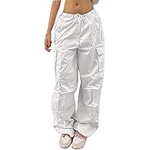 DUKBUBI Parachute Pants for Women Elastic Waistline Drawstring Cargo Pants with Pockets Casual Hiking Pants