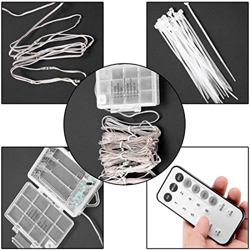 Umbrella Lights, Patio Outdoor Umbrella Waterproof LED Rope Lights String Lights, Battery Operated Indoor Decor, 8 Strings, 13 LED per String Adjustable Brightness - Warm White - Thumbnail 2
