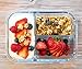 Glass Meal Prep Containers 3 Compartment [3PC SET With 6x No-Spill Lids, BPA FREE] Lunch Containers/ Glass Food Storage Containers Microwave, Dishwasher AND OVEN SAFE. Bento Box Lunch Glass Container.