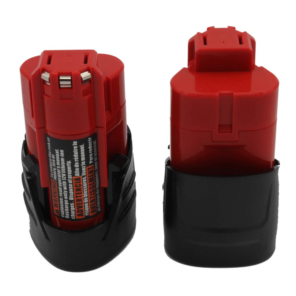 KINSUN 2-Pack Replacement Power Tool Battery 12V 1.5Ah Li-Ion for Mil Cordless Drill Impact Driver M12 48-11-2401 48-11-2402 C12 B C12 BX and More