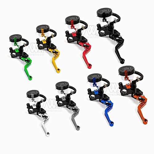 Universal 7/8" 22mm Motorcycle Clutch Brake Master Cylinder Reservoir Levers Kit Fluid Reservoir Set (Blue)
