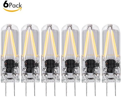 Sanniu G4 LED Bulb 12V AC/DC Warm White 2700K 1.5 Watt Bi-pin Base 2xFilament COB LED Non-dimmable(Pack of 6)