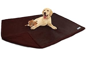 PetAmi WATERPROOF Dog Blanket For Bed, XL Dog Pet Blanket Couch Cover Protection, Sherpa Fleece Leakproof Bed Blanket for Crate Kennel Sofa Furniture Protector, Reversible Soft Plush 80x60 Brown Brown
