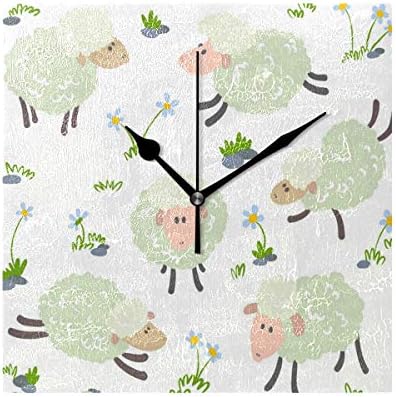 Amanda Billy Sheep Theme Wild Seiko Wall Clock Design Square Quartz Mute No Scale Decorative Clock Easy to Read Home Office School Clock Wall Clock Simple Sset
