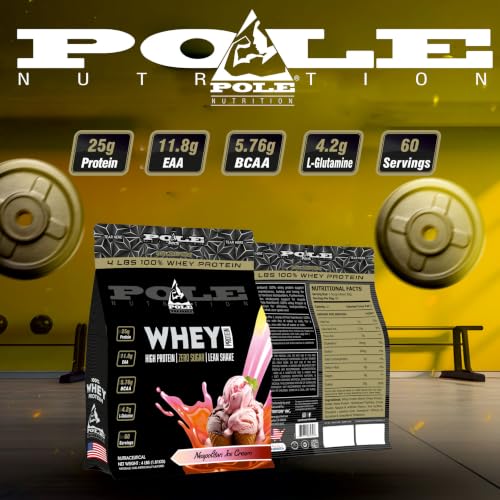 Pole Nutrition Whey Protein | Lean Muscle Shake | High Protein, Zero Sugar (1.81 Kg) | Supports Recovery & Muscle Growth (4 Lbs, NEPOLITAN ICE CREAM)