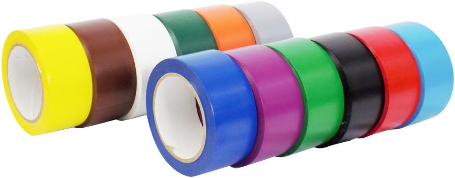 WOD VTC365 Rainbow Pack Vinyl Pinstriping Tape, 3 inch x 36 yds. (Pack of 12) For School Gym Marking Floor, Crafting, Stripping Arcade1Up, Vehicles and More (Available in Multiple Sizes & Colors)