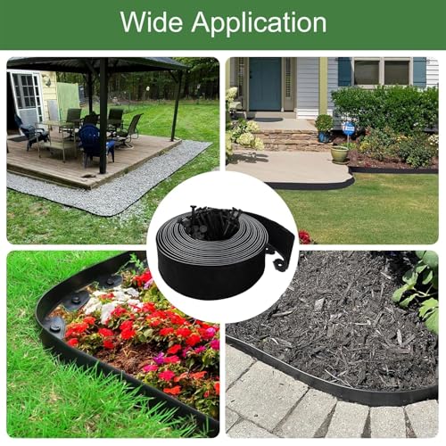 Extra Tall 10M No-Dig Garden Edging Border, 10CM-Height Heavy Duty Landscape Edging with 30pcs Stakes for Garden, Flower Beds, Lawn Edging & Driveways