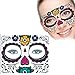 3 Pack Halloween Face Tattoo Sticker Glitter Red Roses Day of The Dead Sugar Skull Temporary Tattoo for Halloween, Masquerade and Parties