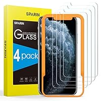 SPARIN Screen Protector for iPhone 11 Pro Max/iPhone Xs Max, [4 Pack] 9H Hardness Tempered Glass for iPhone 11 Pro Max/iPhone Xs Max 6.5 inch [Alignment Frame] [Bubble Free] [High Responsive]