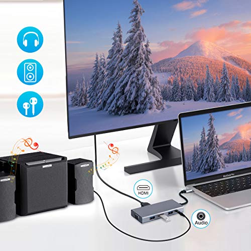 9 in 1 USB C Hub- USB-C to HDMI (Support Sumsung Dex Mode) VGA with 3.5mm Audio Output, SD/TF Card Reader, 3USB 3.0, USB-C Power Delivery Adapter for MacBook, iPad Pro, Samsung Galaxy S8+ - Thumbnail 4