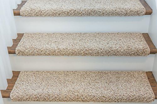 Single Windsor Adhesive Bullnose Carpet Stair Tread - 27" W - Sand - by Castle Range
