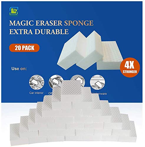 YIXIGETE 20 Pcs Multi-Functional Magic Cleaning Sponge Pot Scrubber Non Scratch Magic Eraser Sponges Scouring Pad for Household Cleaning Supplies