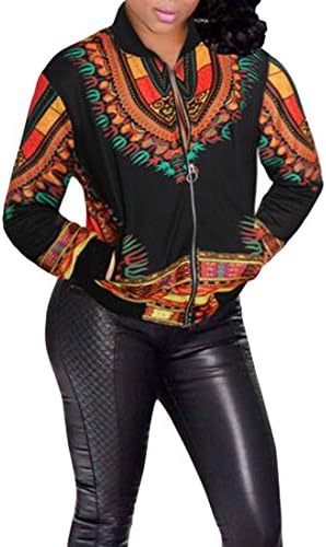 GloryA Women Plus Size Dashiki Print African Coat Retro Sports Jacket